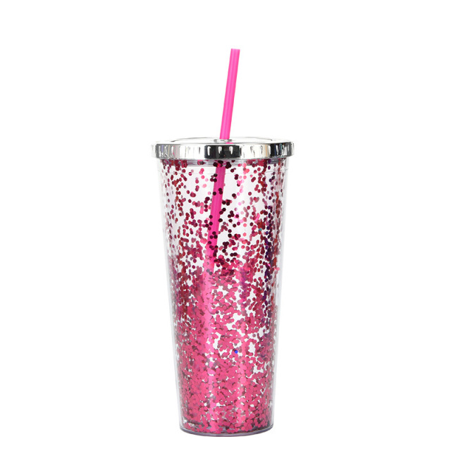 24oz Glam Glitter Tumblers with Straw