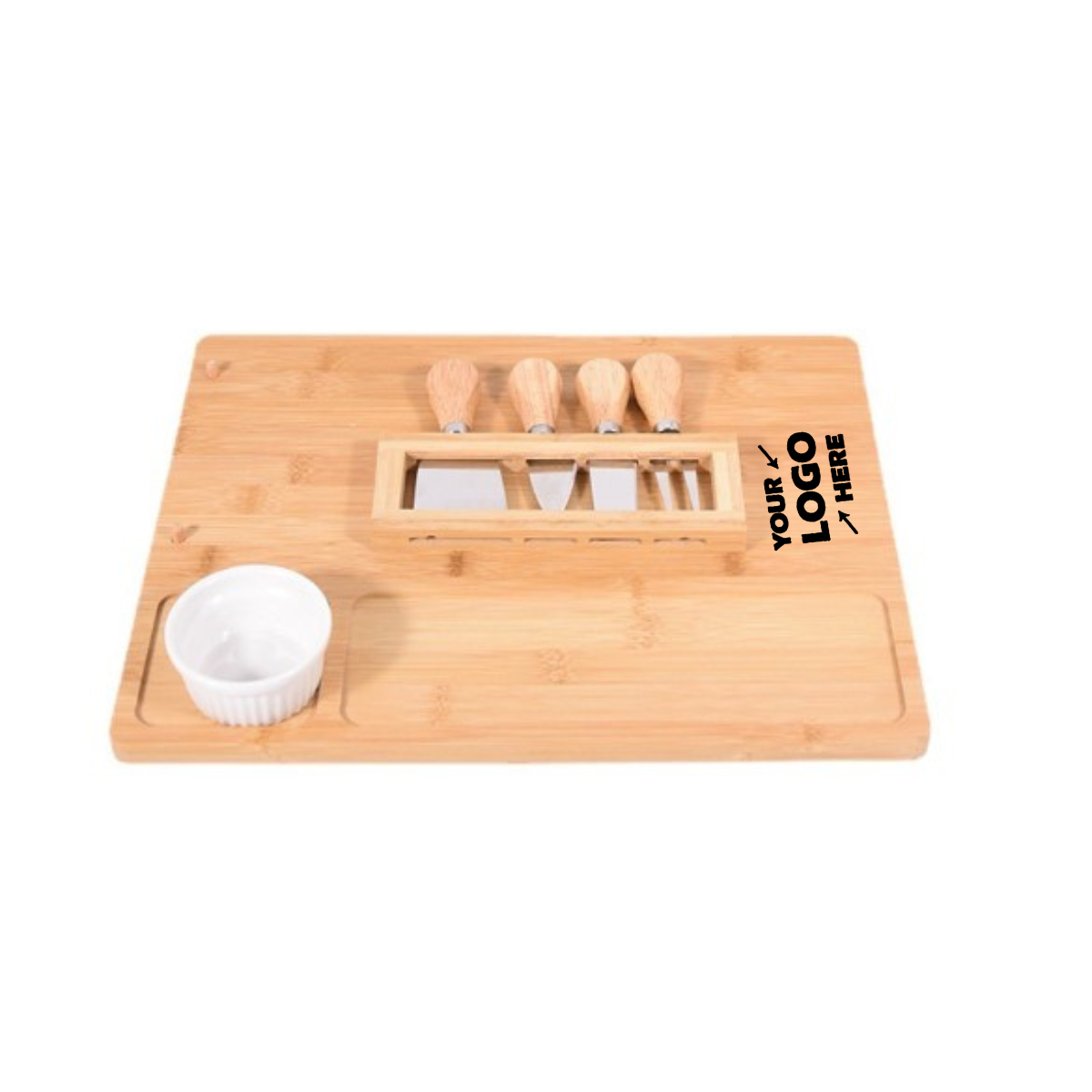 Premium Bamboo Cheese Board With Cutlery Set