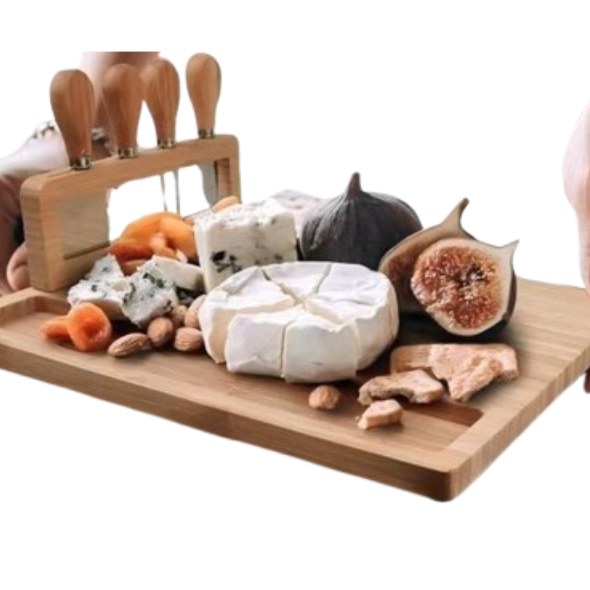 Premium Bamboo Cheese Board With Cutlery Set
