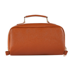 Premium Travel Cosmetic Organizer Bag With Leather Handle