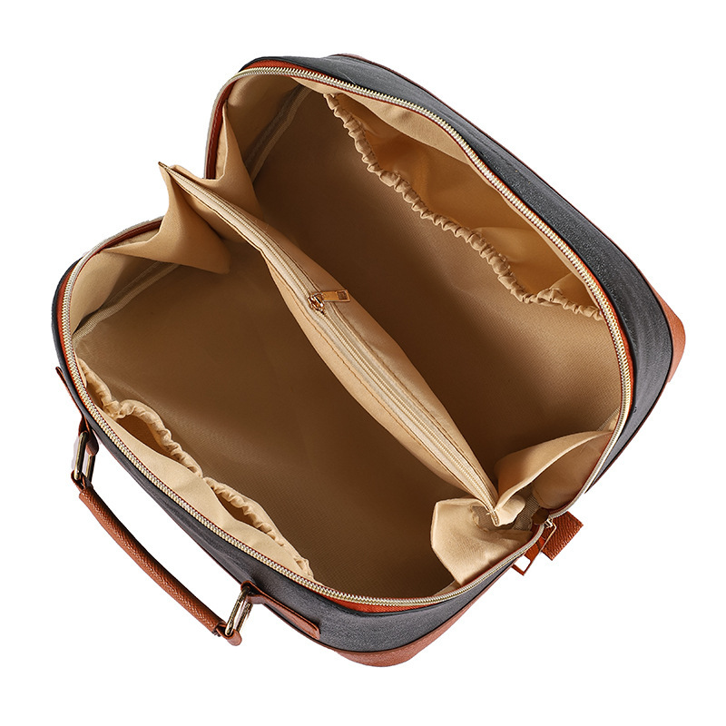 Premium Travel Cosmetic Organizer Bag With Leather Handle
