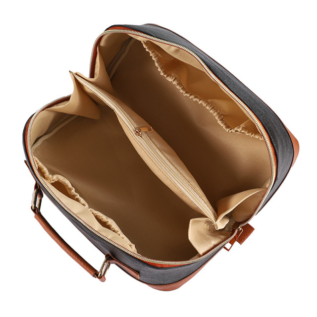 Premium Travel Cosmetic Organizer Bag With Leather Handle