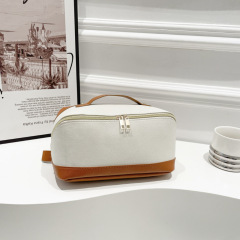 Premium Travel Cosmetic Organizer Bag With Leather Handle