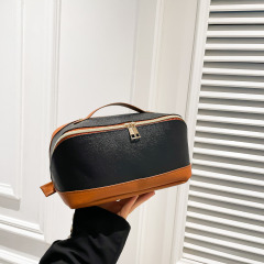 Premium Travel Cosmetic Organizer Bag With Leather Handle