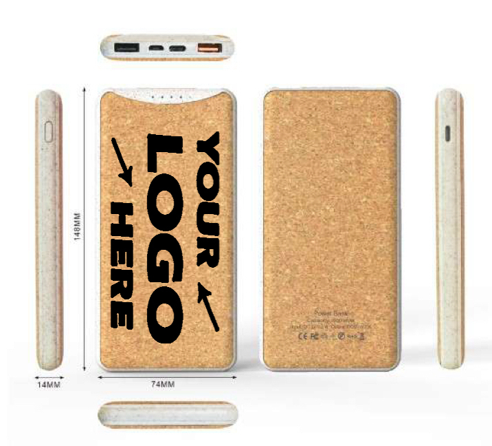Sustainable Cork & Wheat Straw Portable Power Bank