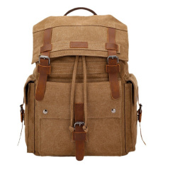Vintage Canvas Backpack With Leather Straps