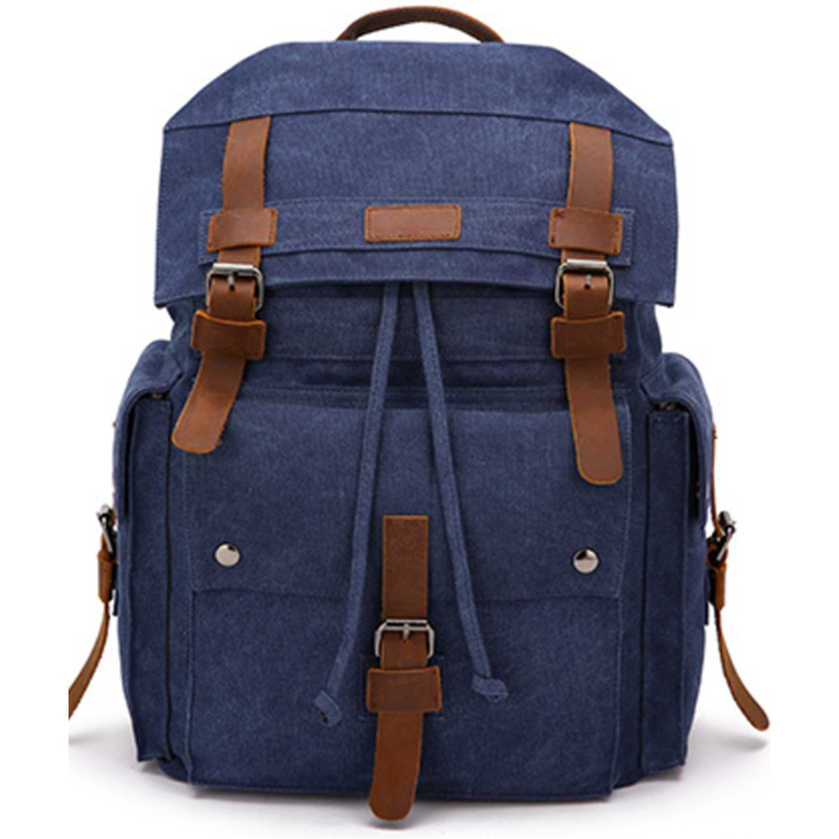 Vintage Canvas Backpack With Leather Straps