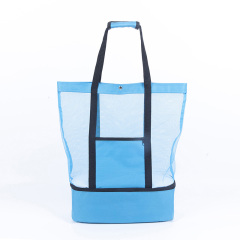 Beach Tote Bag with Insulated Can Cooler