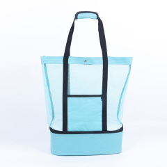 Beach Tote Bag with Insulated Can Cooler