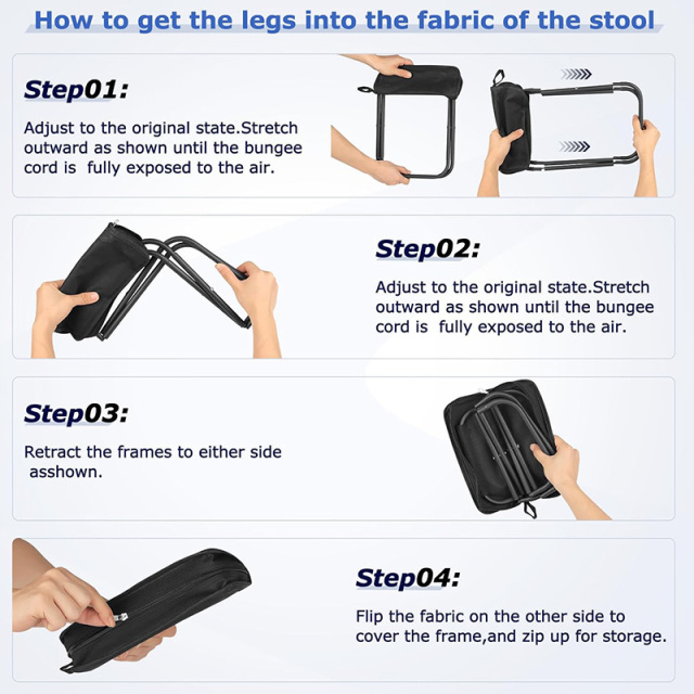 Portable Outdoor Hand Zipper Bag Folding Stool