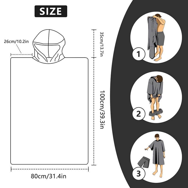 Quick Dry Surf Poncho Changing Robe with Hood