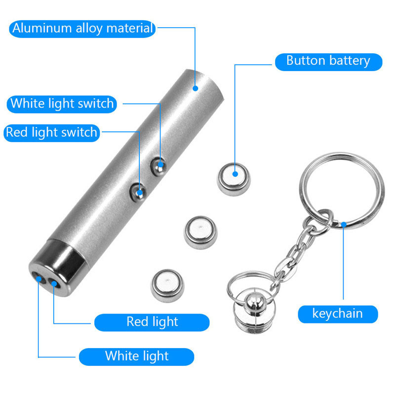 2 In 1 Mini Cat Toy Laser Pointer LED Light