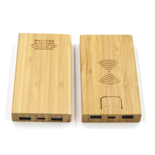 5000mAh Wireless Wooden Power Bank