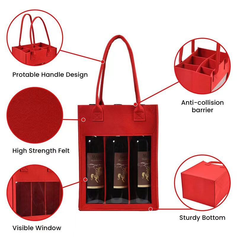 6 Bottles Felt Wine Bag