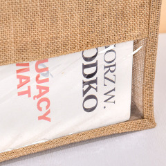Burlap Tote with Transparent PVC Film Window