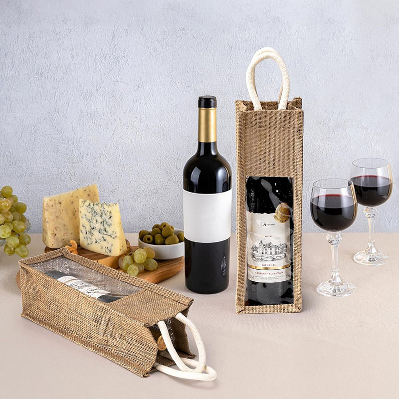 Burlap Wine Bottle Bags