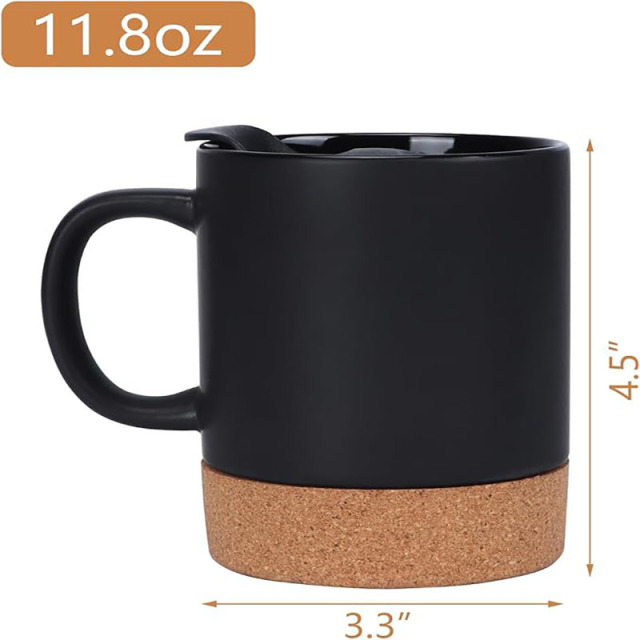 Coffee Mug with Lid and Cork Bottom
