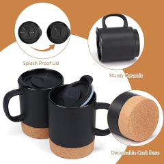 Coffee Mug with Lid and Cork Bottom
