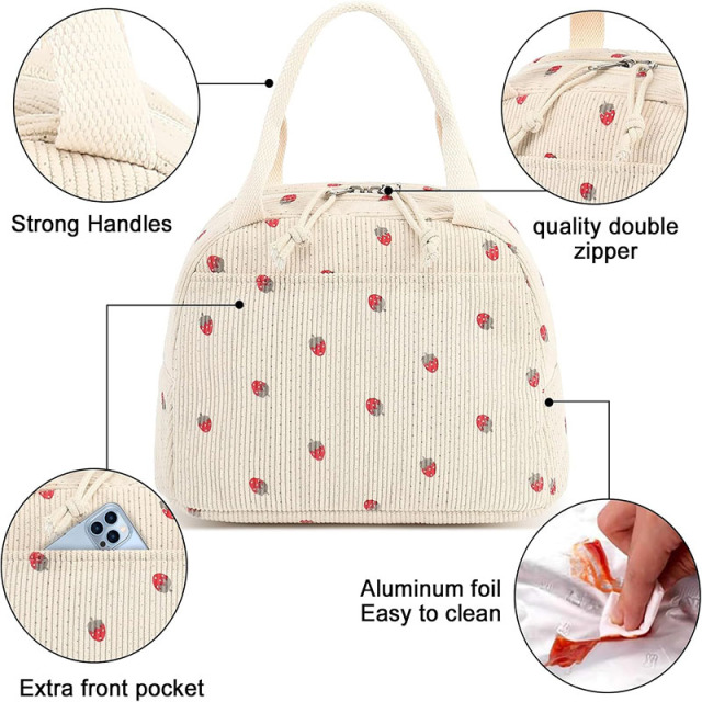 Corduroy Lunch Tote Bags