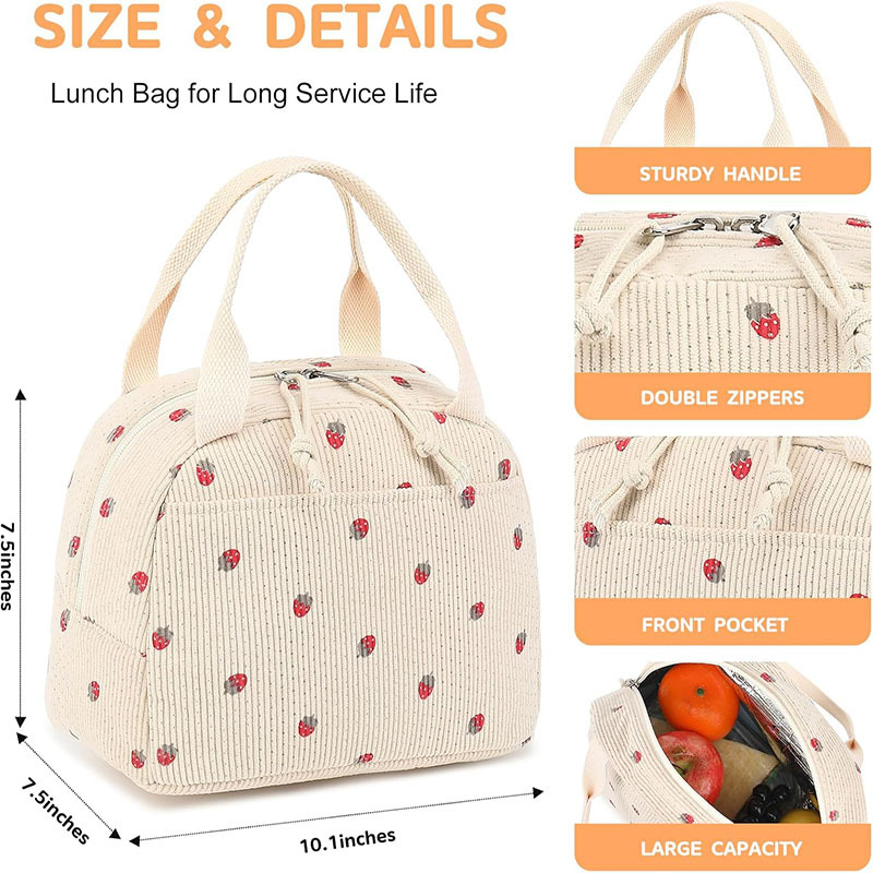 Corduroy Lunch Tote Bags