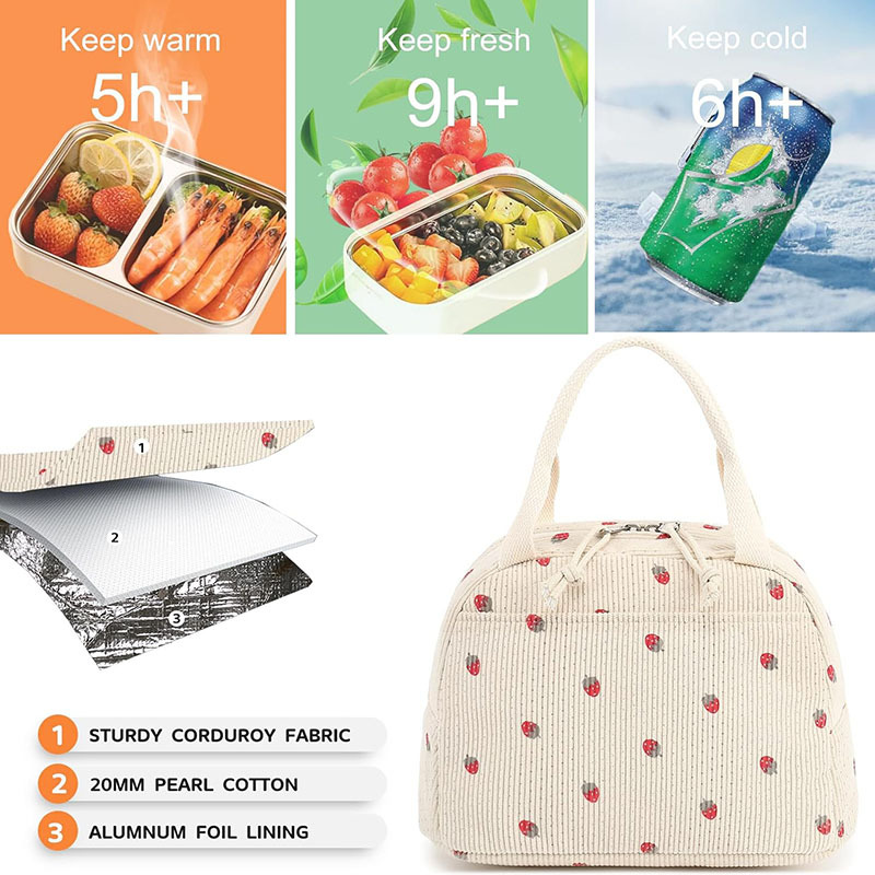 Corduroy Lunch Tote Bags