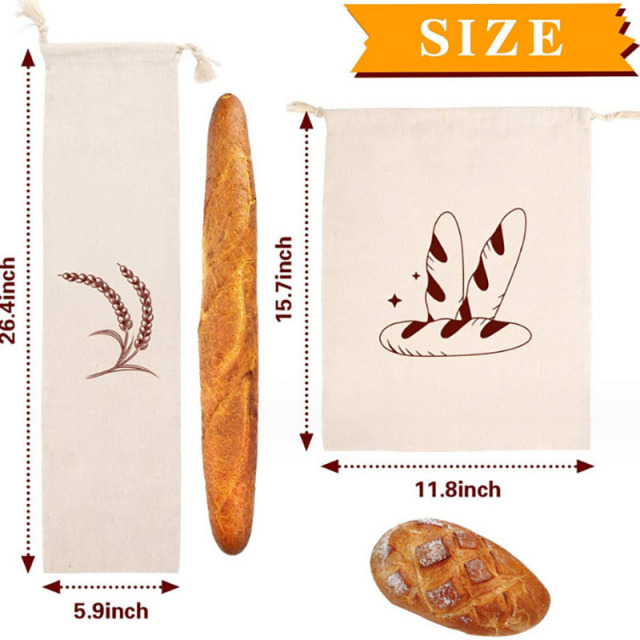 Reusable Linen Drawstring Bread Bags