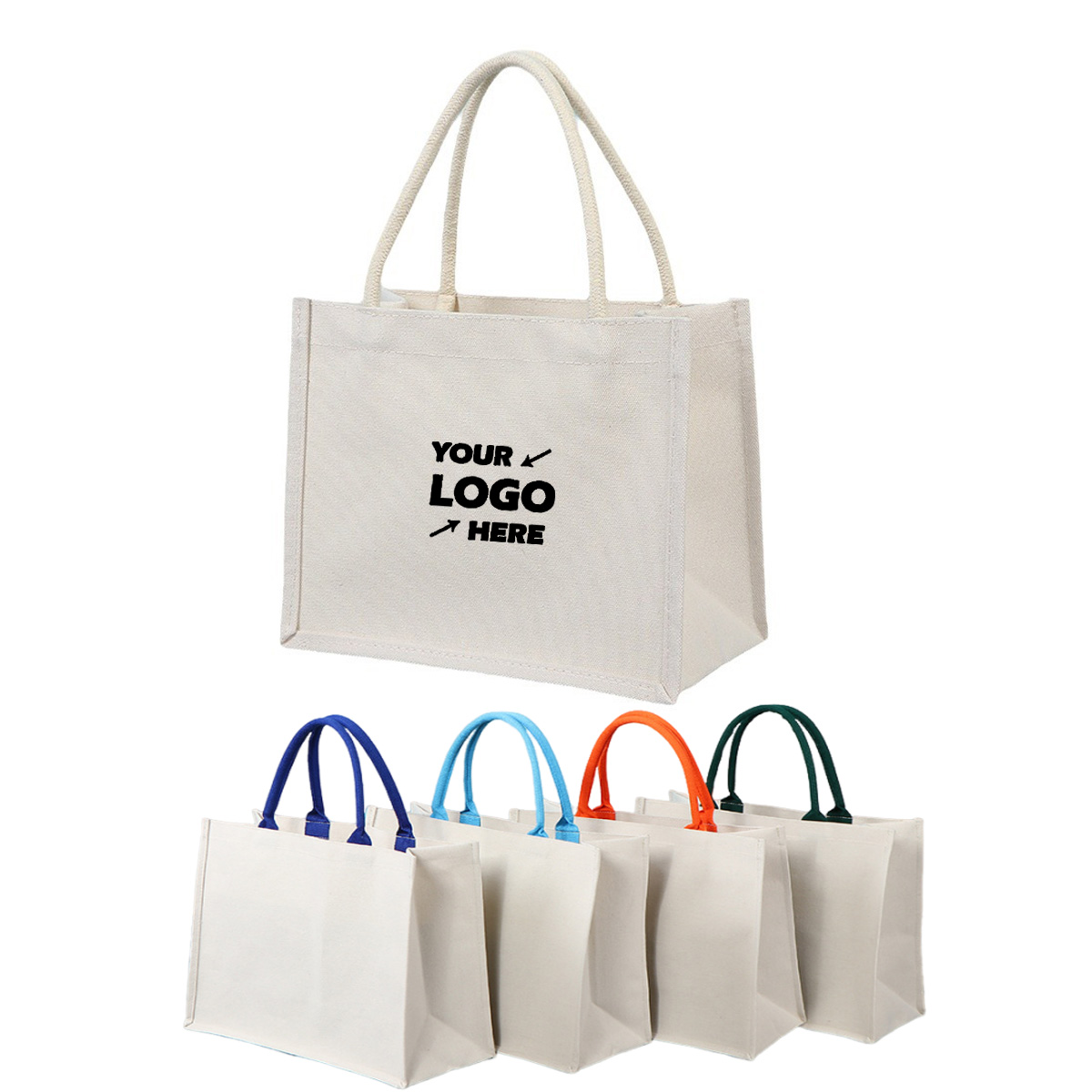 Large Canvas Printed Canvas Tote Bag - White