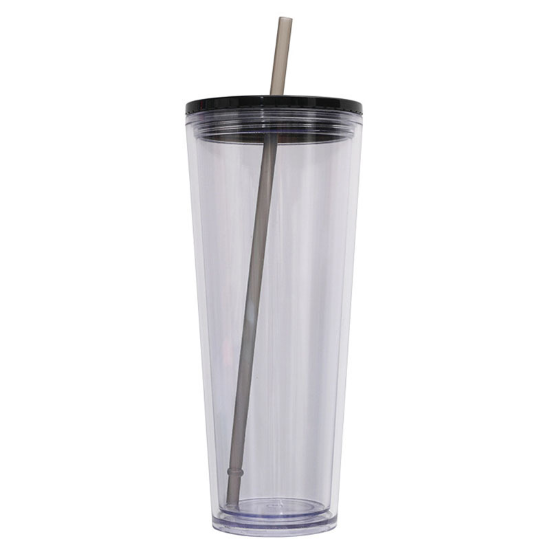 26oz Double Wall Plastic Tumblers with Lids and Straws