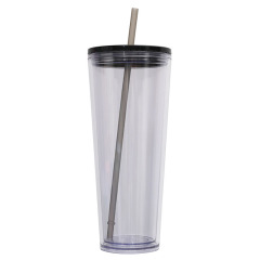 26oz Double Wall Plastic Tumblers with Lids and Straws