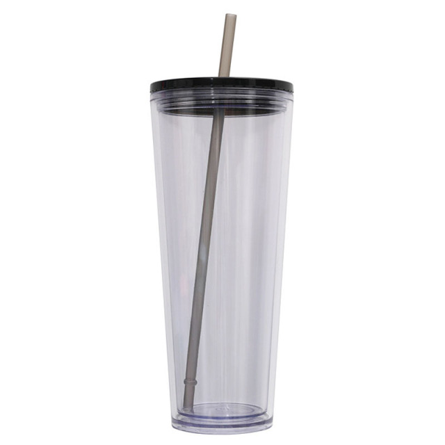 26oz Double Wall Plastic Tumblers with Lids and Straws