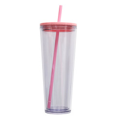 26oz Double Wall Plastic Tumblers with Lids and Straws