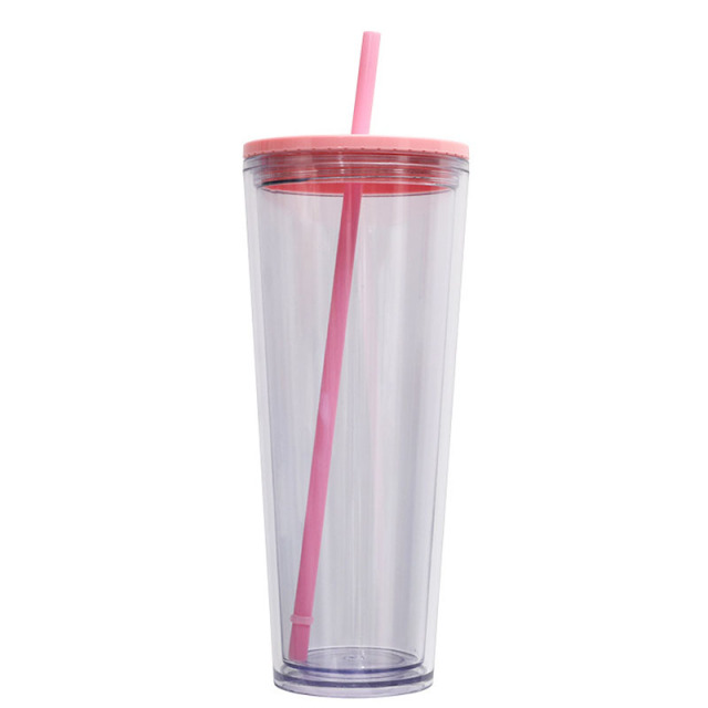 26oz Double Wall Plastic Tumblers with Lids and Straws