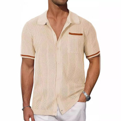 Breathable Button Down Beach Knit Polo Shirts