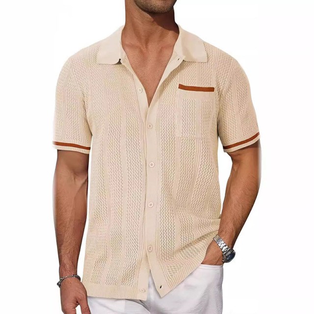 Breathable Button Down Beach Knit Polo Shirts