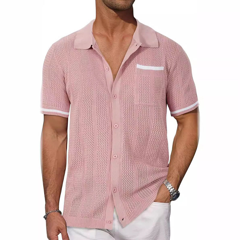 Breathable Button Down Beach Knit Polo Shirts