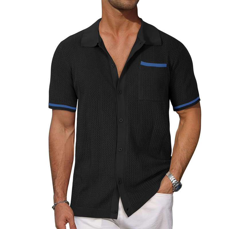 Breathable Button Down Beach Knit Polo Shirts