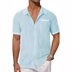 Breathable Button Down Beach Knit Polo Shirts