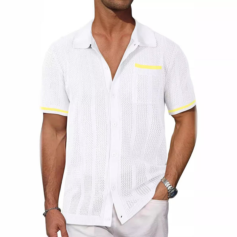 Breathable Button Down Beach Knit Polo Shirts