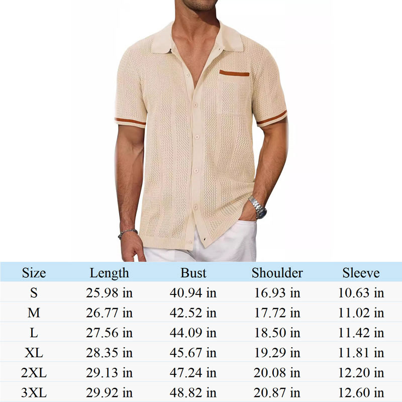 Breathable Button Down Beach Knit Polo Shirts