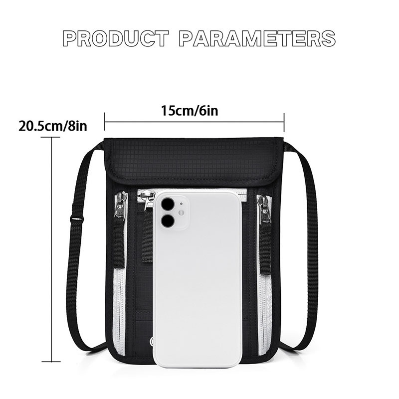 Crossbody Card Pouch for Passport Mobile Phone with RFID
