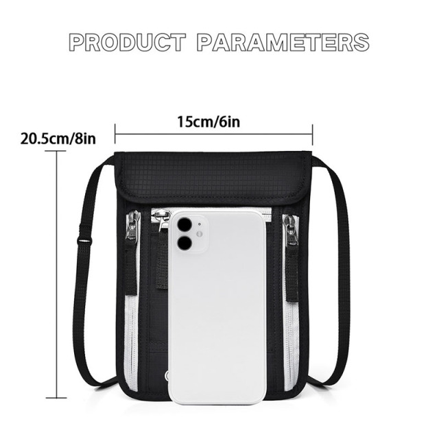 Crossbody Card Pouch for Passport Mobile Phone with RFID