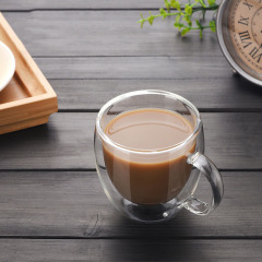 Double Wall Insulated Glass Coffee Mugs With Handle