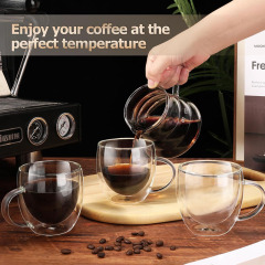 Double Wall Insulated Glass Coffee Mugs With Handle