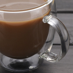 Double Wall Insulated Glass Coffee Mugs With Handle