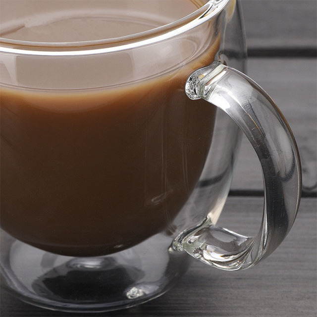 Double Wall Insulated Glass Coffee Mugs With Handle
