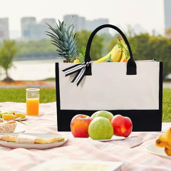 Personalized Initial Canvas Beach Bag