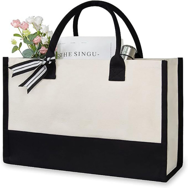 Personalized Initial Canvas Beach Bag