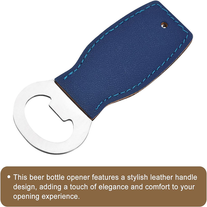 Stainless Steel Beer Bottle Opener with Leather Handle