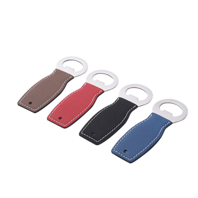 Stainless Steel Beer Bottle Opener with Leather Handle