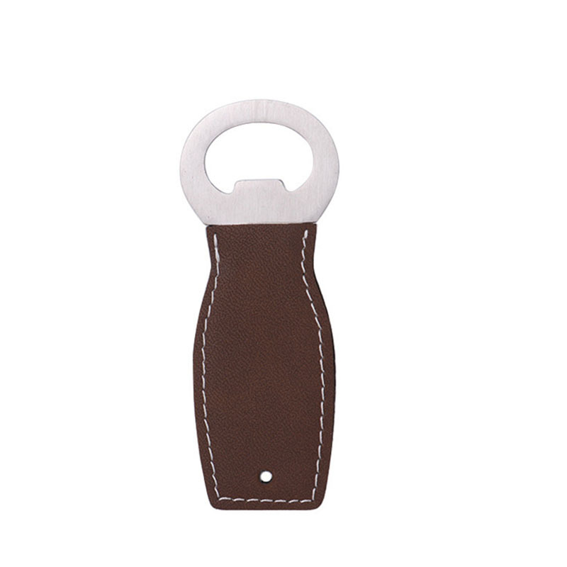 Stainless Steel Beer Bottle Opener with Leather Handle